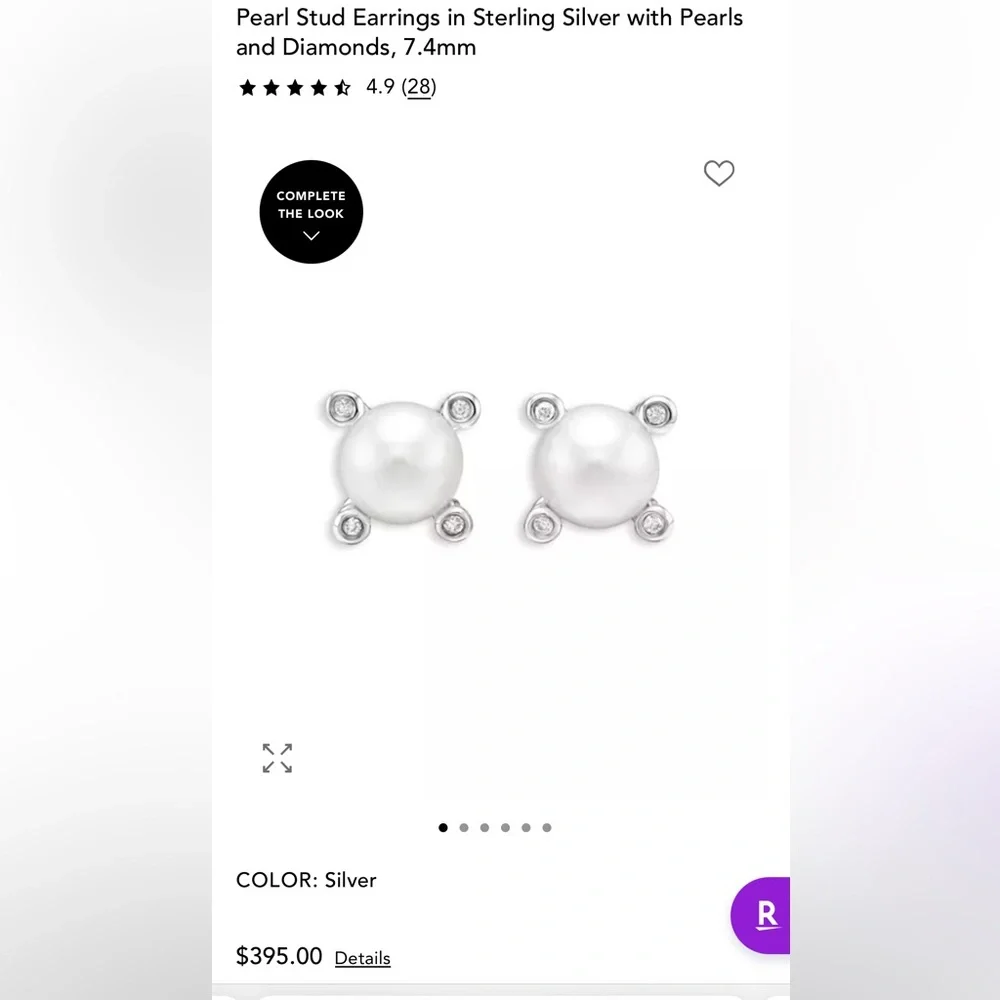 David Yurman silver earrings w/ diamonds - Picture 2 of 8